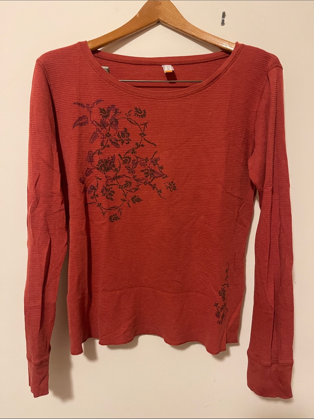 Lucy Women’s Long-Sleeve Floral Thermal Top - Rust